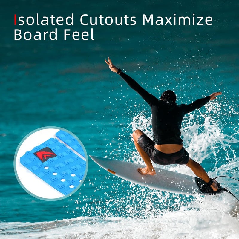 Abahub 9 Piece Surf Deck Traction Pad Premium EVA with Tail Kicker 3M Adhesive for Surfboard Longboard Shortboard Funboard Fish Skimboard Black/Blue/Brown/Gray/White/Orange/Navy Blue - Image 5